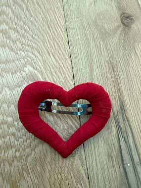 Red Heart Fabric Hair Clip